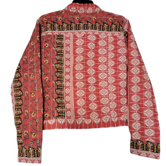 GRAMICCI Jaime Arizona Orange Aztec Printed Cropped Button Up Jacket Womens L - Picture 8 of 16